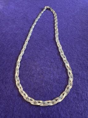 18” Sterling Silver Braided Herringbone Chain Necklace - 9.51g Italy 925